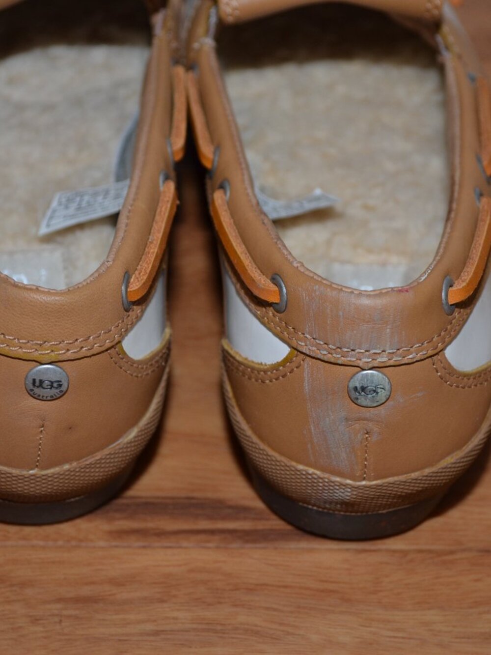 UGG Australia Duck Boat Shoes Leather Sherpa Shearling Lined Boots, sz 8 - Picture 11 of 11